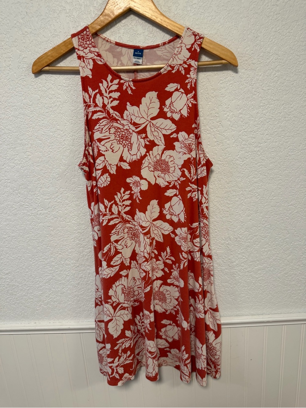 Old Navy Burnt Orange Floral Sleeveless A-Line Swing Dress